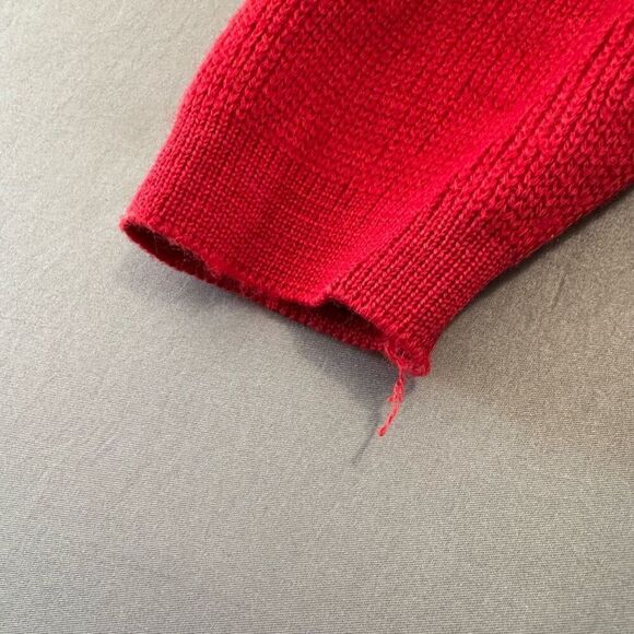 Women’s Red Zip Up Knit Sweater Size Small Zipper Pockets High Neck - Picture 3 of 11